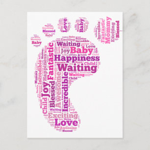 Cartão Postal Cartaz com a nuvem do pé do bebê esperando a gar