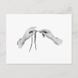 Cartão Postal Cartaz com as mãos de crochetagem vintage