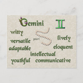 Cartão Postal Cartaz com características do gemini zodiac