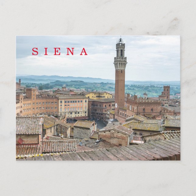 Cartão Postal Cartaz com vista Siena Piazza del Campo (Frente)