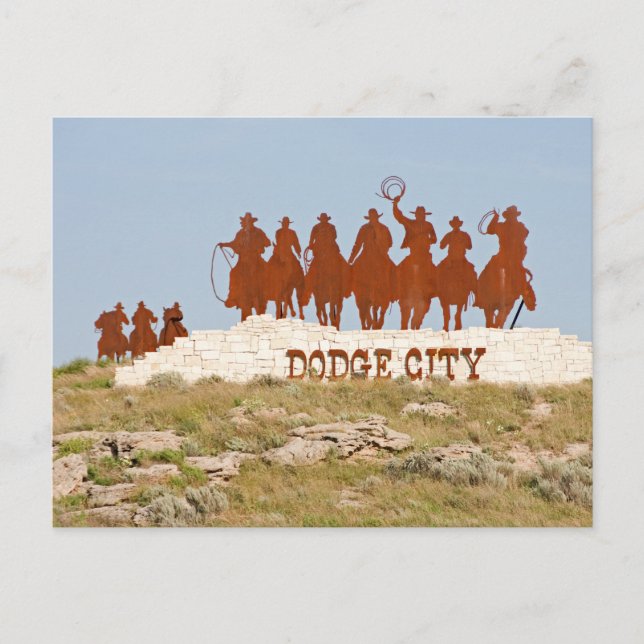 Cartão Postal Cartaz da cidade - Cowboys - Cavalos - Bem-vindos (Frente)