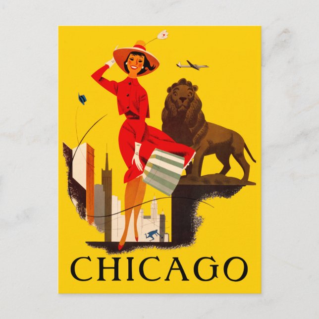 Cartão Postal Cartaz da Cidade Ventosa de Chicago (Frente)