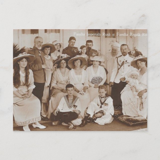 Cartão Postal Cartaz da família Rússia e royals Romênia (Frente)