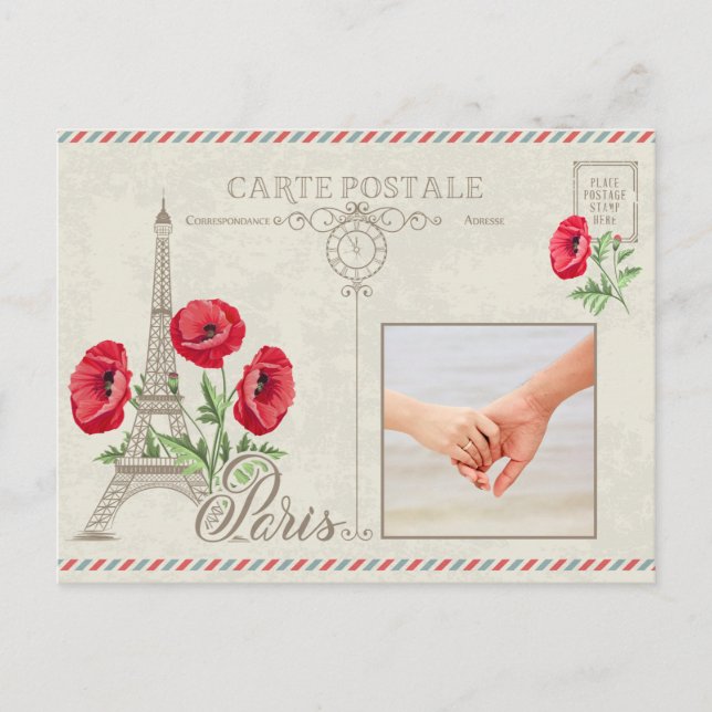 Cartão Postal Cartaz da foto personalizada Paris França (Frente)