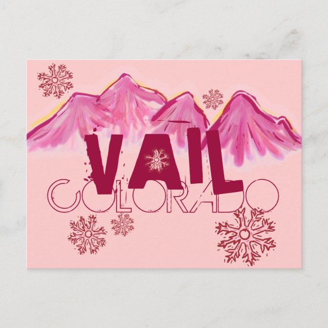 Cartão Postal Cartaz da montanha rosa-rosa Vail Colorado (Frente)