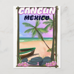 Cartão Postal Cartaz da praia de Cancun México.