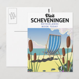 Cartão Postal cartaz da praia de Scheveningen Holanda