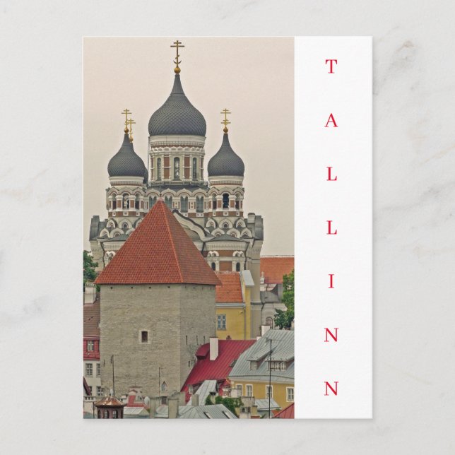 Cartão Postal Cartaz da Torre Velha e Catedral de Tallinn (Frente)