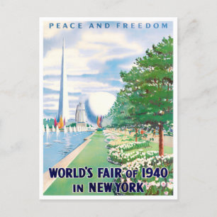 Cartão Postal Cartaz da viagens vintage da Feira Mundial de Nova