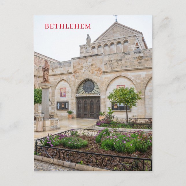 Cartão Postal Cartaz da visão de Bethlehem Church of Natividade (Frente)