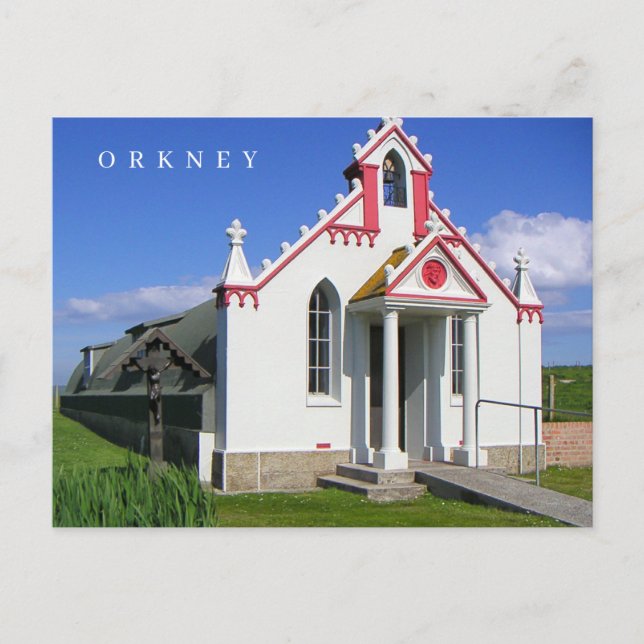Cartão Postal Cartaz da vista Orkney Italiana Chapel (Frente)