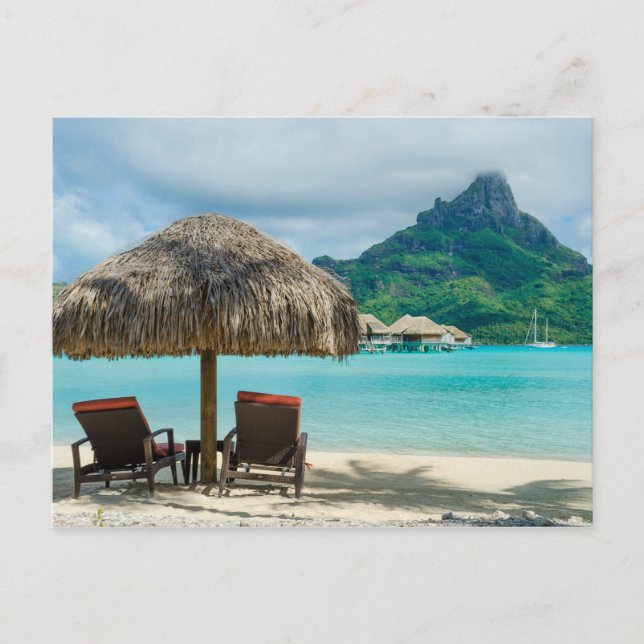 Cartão Postal Cartaz das cadeiras de praia Bora Bora (Frente)