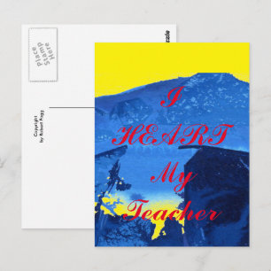 Cartão Postal Cartaz de agradecimento "Eu Coração Meu Professor"