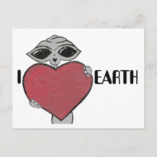 Cartão Postal Cartaz de Alienígena da Terra I Heart Love