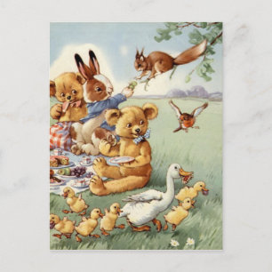 Cartão Postal Cartaz de animais da área florestal da Cuja Vintag