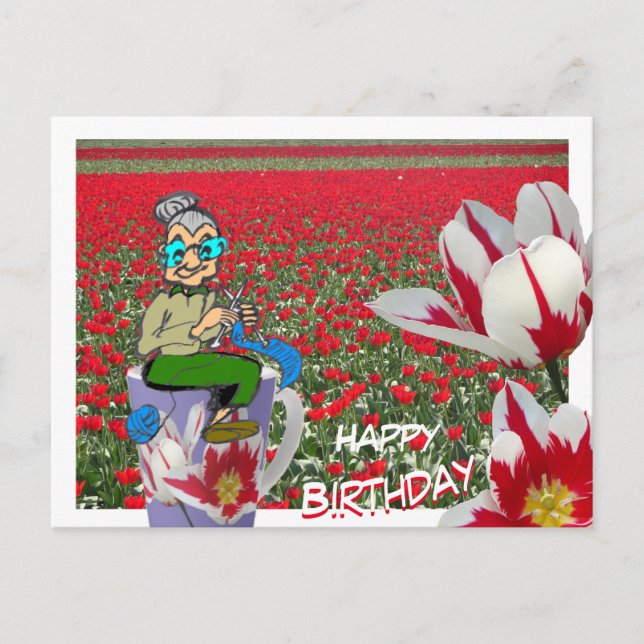 Cartão Postal Cartaz de aniversário de Tulips Mug (Frente)