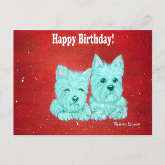 Cartão Postal Cartaz de Aniversário do Westie Happy