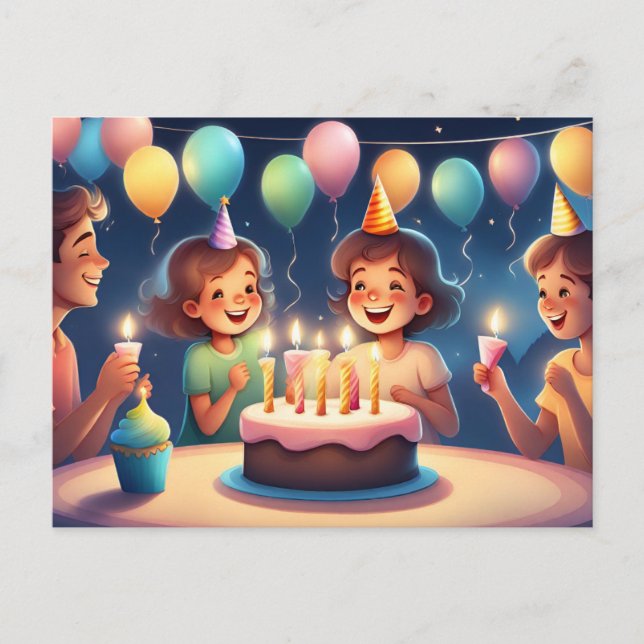 Cartão Postal Cartaz de aniversário feliz para sua filha (Frente)