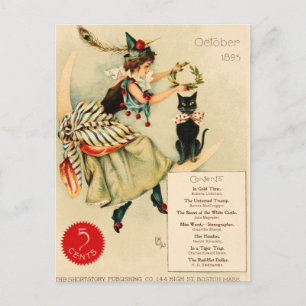 Cartão Postal Cartaz de Anúncio de Gato Preto Vintage