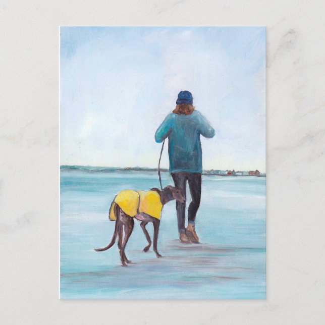 Cartão Postal Cartaz de Arte do Cachorro do Greyhound (Frente)