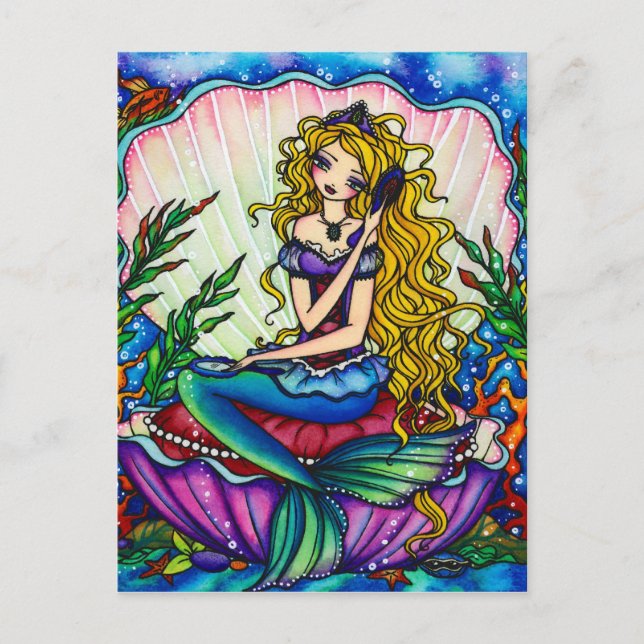 Cartão Postal Cartaz de Arte Fada de Sereia Fantasy (Frente)