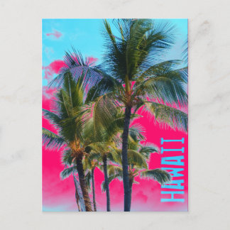 Cartão Postal Cartaz de arte rosa-palma do Havaí