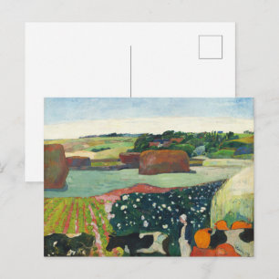 Cartão Postal Cartaz de Arte Vintage de Gauguin Haystacks in Bri