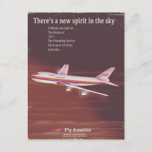 Cartão Postal Cartaz de avião comercial estilo vintage de 1977