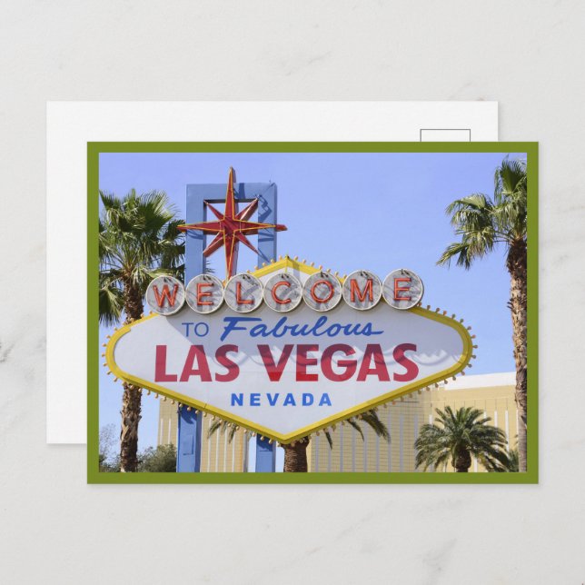 Cartão Postal Cartaz de boas-vindas de Nevada verde Las Vegas (Frente/Verso)
