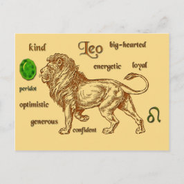 Cartão Postal Cartaz de características do Leo Zodiac