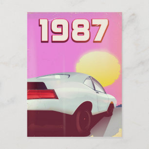 Cartão Postal cartaz de carro esportivo de 1987