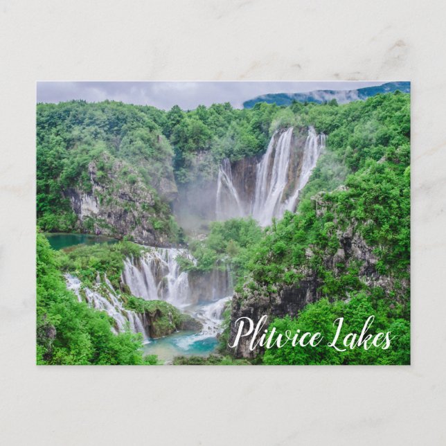 Cartão Postal Cartaz de cascata dos lagos (Frente)