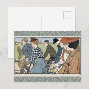 Cartão Postal Cartaz de Ciclismo Arte Nova Bicicleta Antiga