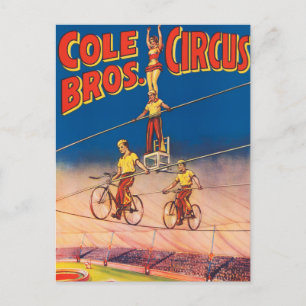 Cartão Postal Cartaz de Circo Antigo Mostrando Acrobatas de Cord