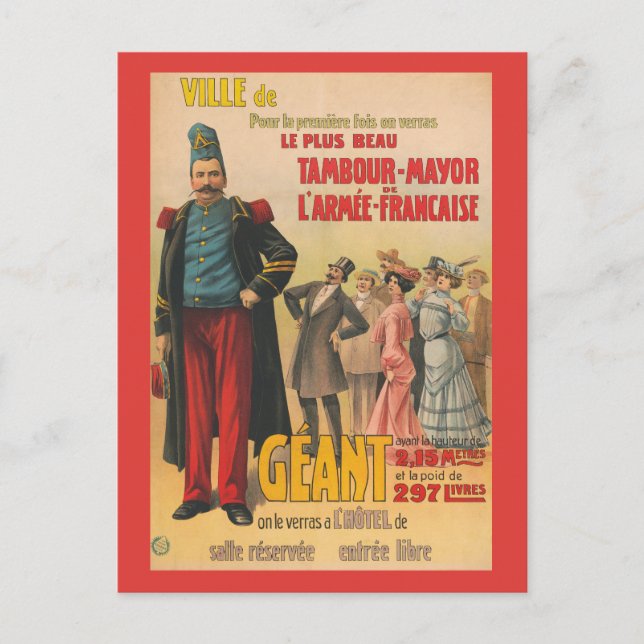 Cartão Postal Cartaz de Circo de Multidão Admirando um Soldado F (Frente)