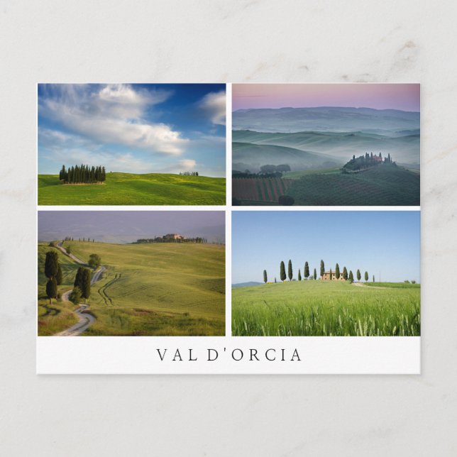 Cartão Postal Cartaz de colagem de paisagens Val d'Orcia (Frente)