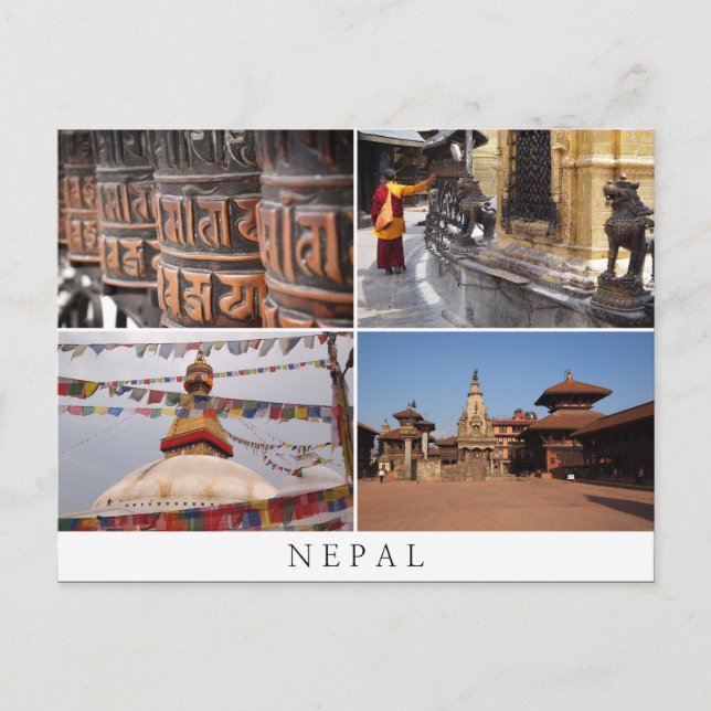 Cartão Postal Cartaz de colagem religiosa no Nepal (Frente)