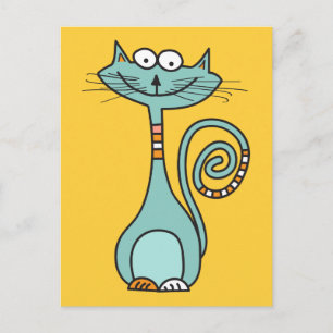 Cartão Postal Cartaz de cor personalizado de Gato Engraçado