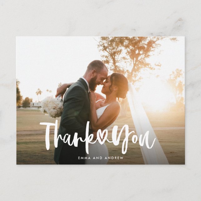 Cartão Postal Cartaz de Coração Manuscrito Obrigado (Frente)