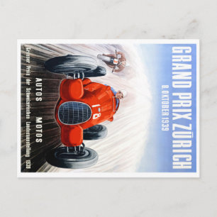 Cartão Postal Cartaz de Corrida do Grande Prêmio de Zurique de 1