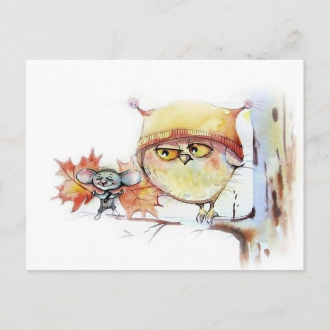 Cartão Postal Cartaz de coruja (Frente)