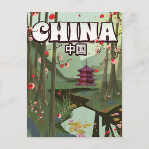 Cartão Postal cartaz de desenho animado dos Jardins de Água da C