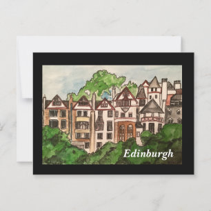 Cartão Postal Cartaz de Edimburgo ( Casas ao lado do castelo) pr