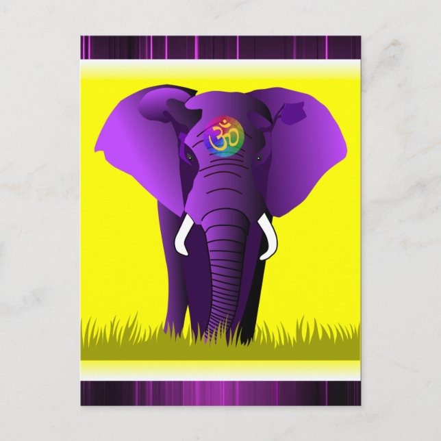 Cartão Postal Cartaz de elefante roxo (Frente)