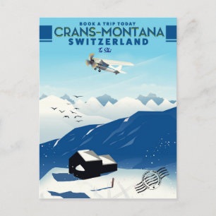 Cartão Postal cartaz de esqui crans-montana Suíça