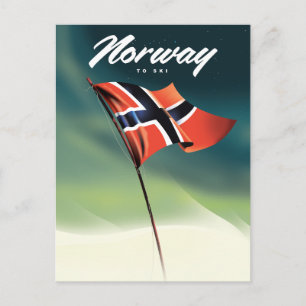 Cartão Postal Cartaz de esqui da Noruega