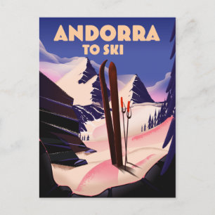 Cartão Postal Cartaz de esqui de Andorra.