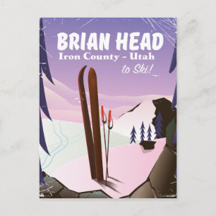 Cartão Postal Cartaz de esqui de Brian Head, condado de Iron Uta