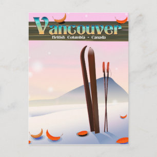 Cartão Postal Cartaz de esqui de Vancouver Columbia Britânica