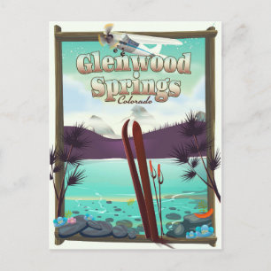 Cartão Postal Cartaz de esqui Glenwood Springs Colorado.